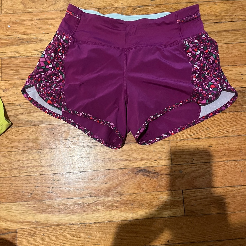 Lululemon Athletica Magenta Patterned Athletic Shorts